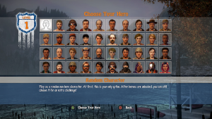Character selection in Breakdown in Year One Survival Edition. 